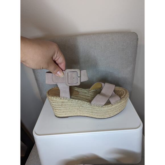 Mark Fisher pink suede espadrille platform sandal size 7 $38 - Picture 1 of 6